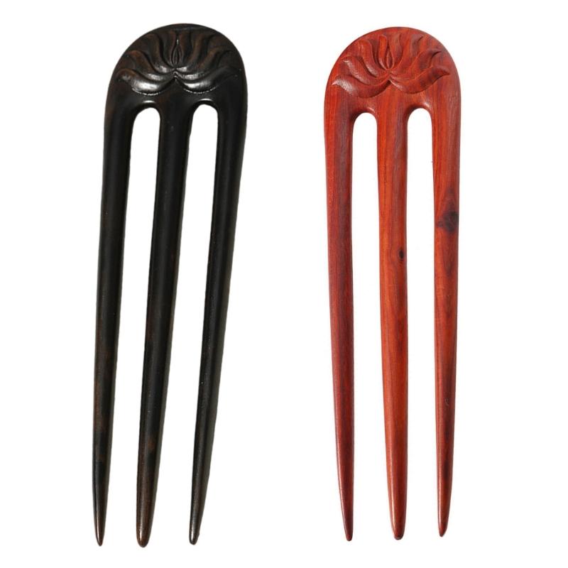 Vintage Carved Wood Hairpin Exquisite Wood Hair Stick with Handcrafted Details for Vintage Look Enthusiasts