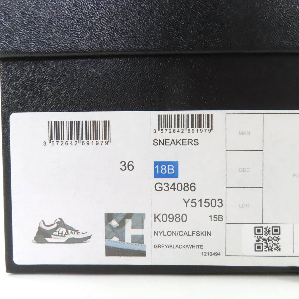 Pristine CHANEL Low cut sneakers Logo design black leather 36 G34086 Used