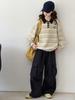 Girls' Autumn Striped Hoodie & Polo Shirt Long-Sleeve Top with Workwear Pants Set for Back To School 2026