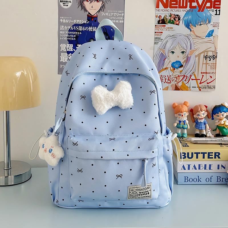 Schoolbag Schoolbag Junior High School Girls Girl Heart Atmosphere Polka Dot Bow Versatile High Value Female Student Backpack High School
