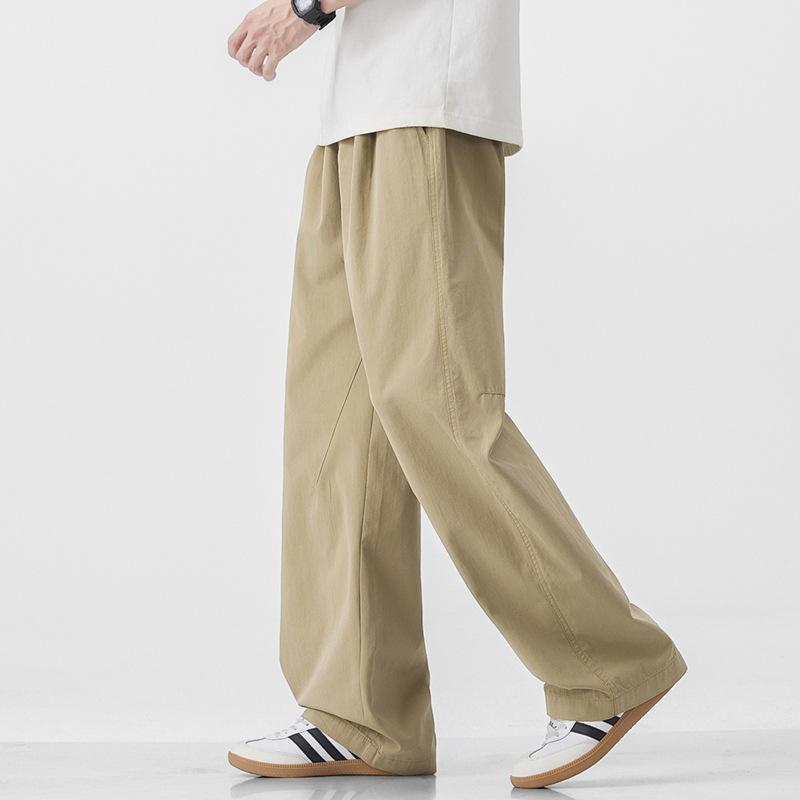 Simple wide-leg pants men's spring and summer new loose straight casual pants youth fashion drape trousers