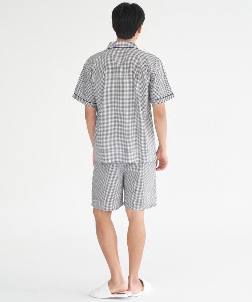 [May Flower] Shepherd Check Short-sleeve 100% Cotton Men's Plus Size Pajama Set [Shipped from Korea] 100% Authentic