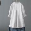 Women's Plus Size Shirt Casual Single Breasted Ruffle Short Sleeve Shirt