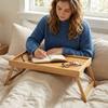 Portable Multifunctional Bamboo Bed Tray Table with Folding Legs Breakfast Tray for Sofa Eating and Laptops Snacking and Working