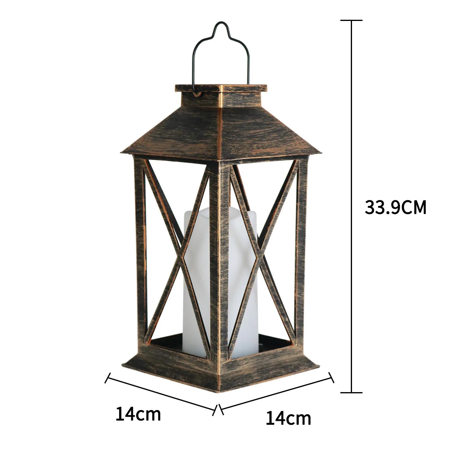 

Hot sale Built-in Battery Light Emitting Diode Candle Light Black Plastic Vintage Lantern Corridor Garden Decoration Garden Ligh 14 14 33.9cm