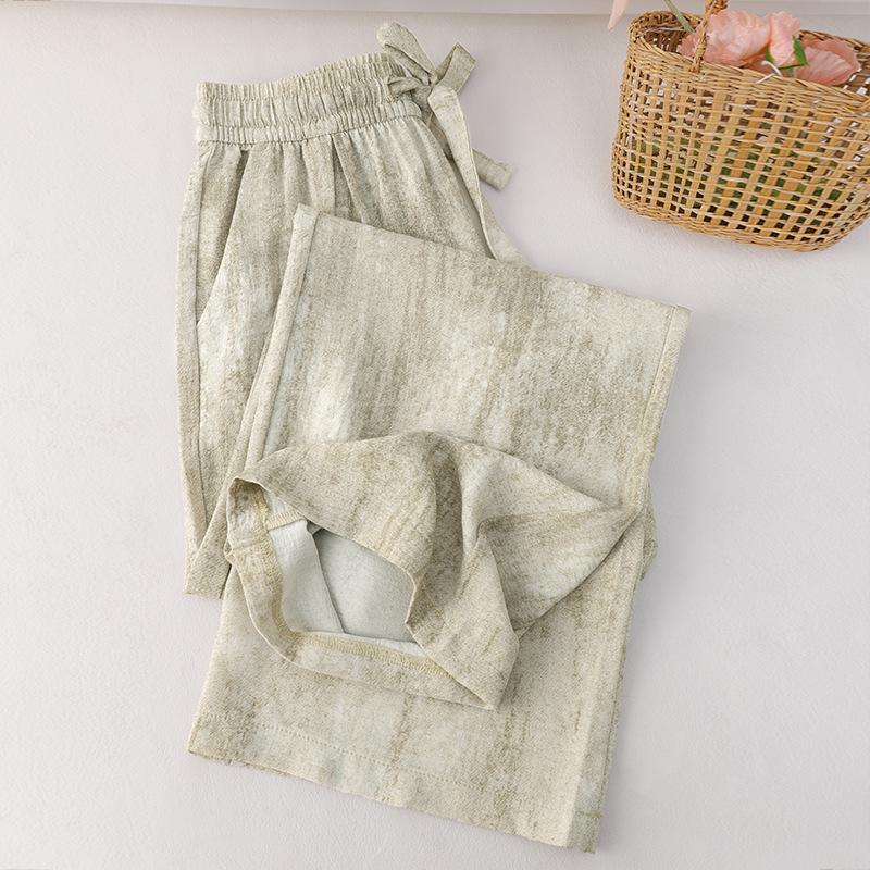 Batikkgefärbte Eis-Seide Lässige Weitbein-Hose für Damen im Sommer Neue Hochtaillierte Lockere und Schlanke Gerade Hose