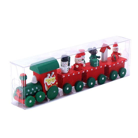 Mini Christmas Train Wooden Train Ornament with Mini Snowmen Santa Xmas-themed Train Table Decoration Toy Train Gifts for Kids