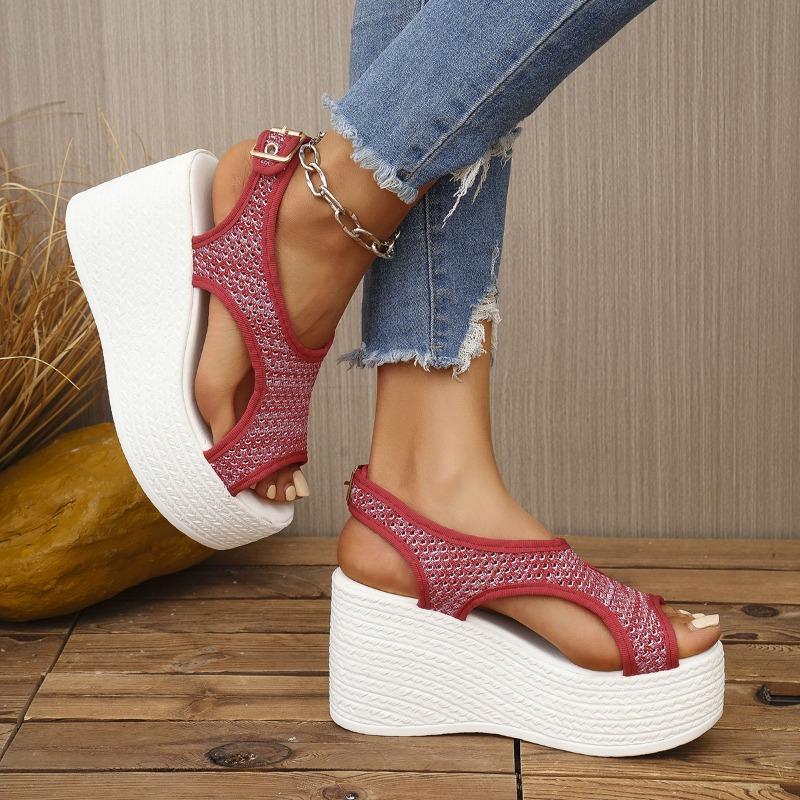 Sandalen Damen Frühling und Sommer Bequem Lässig Netz Damen Schuhe Plateau Keilabsatz Große Größe Sportsandalen