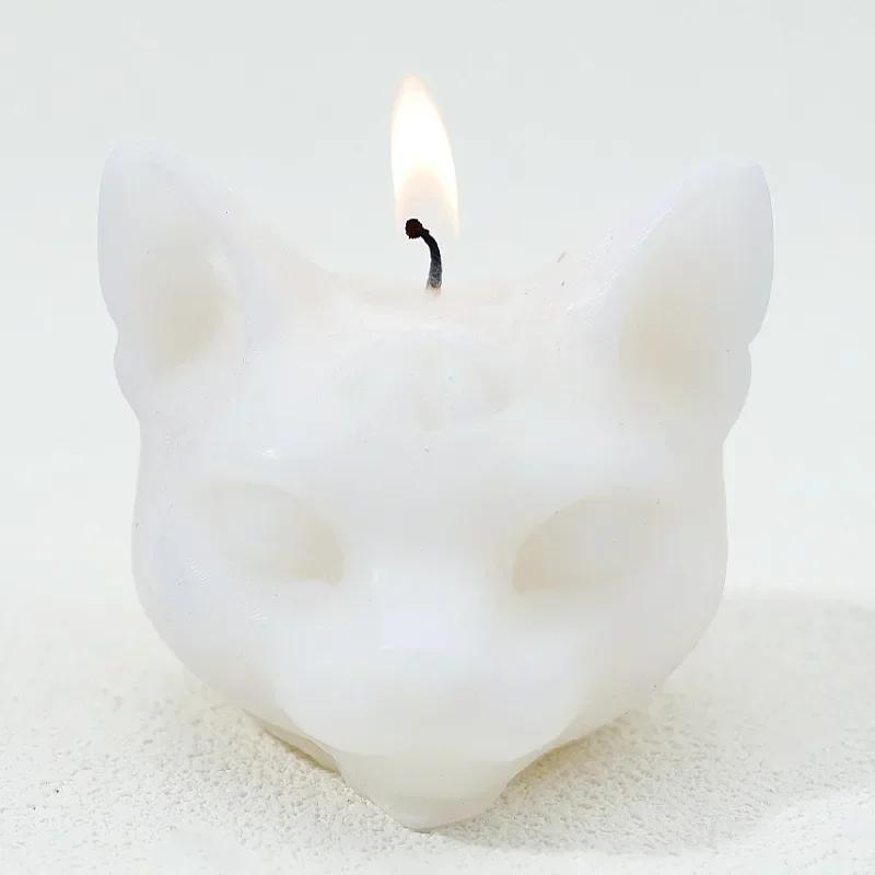Three Eyes Cat Scented Gothic Candles Soy Wax Halloween Creative Aromatherapy Decoration Dark Cat Ornaments Home Room Decor Gift