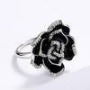 Vintage Elegant Enamel Ladies Ring Unique Black Flower Handmade Epoxy Jewelry Party Engagement Jewelry