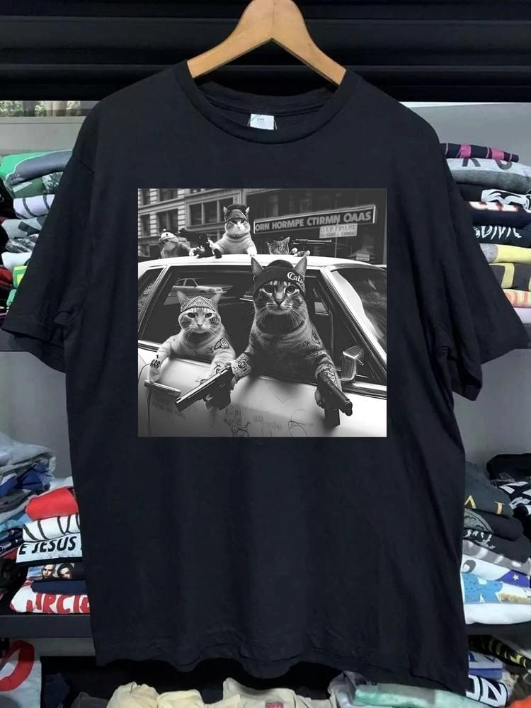 Funny Cat Gang Vintage Shirt, Funny Cat Meme Shirt Unisex T-Shirt M