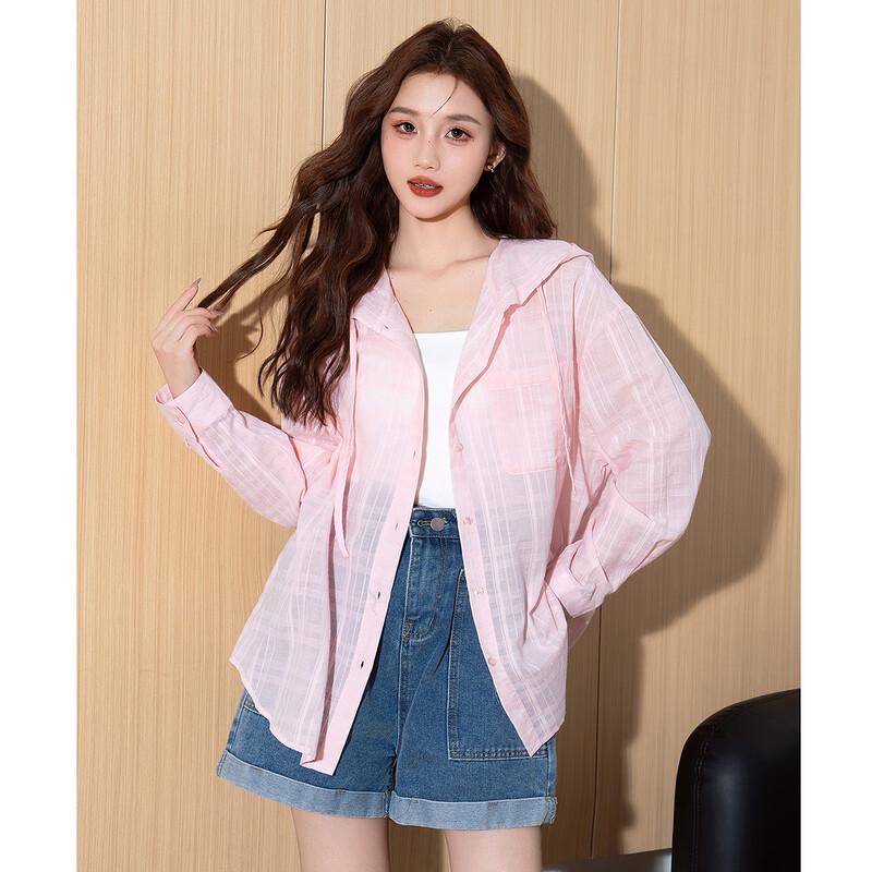 TonLion Women s Textured Hooded Long-Sleeve Casual Shirt M