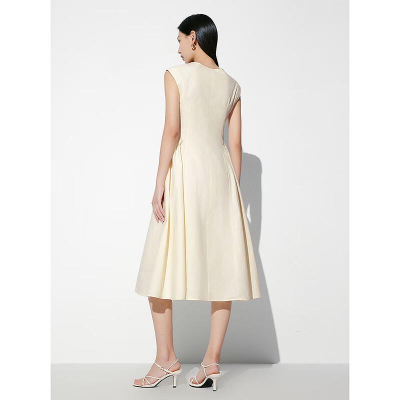 PEACEBIRD Women's V-Neck Sleeveless A-line Midi Dress