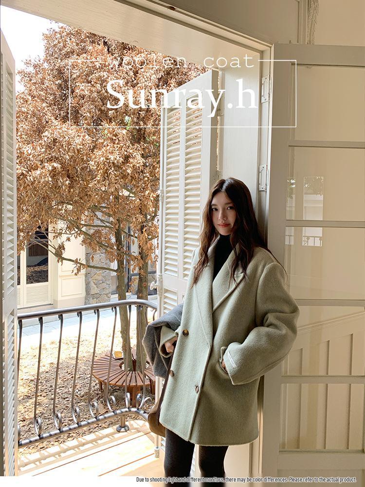 Q063 Women's Korean Style Cashmere Coat: Loose Fit, Versatile, Designer Wool Overcoat