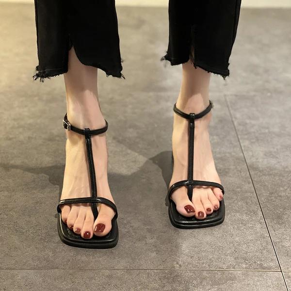 

Fashion High Heel Sandal For Women Med Suit Female Beige Summer Shoes Cross-shoes High-heeled Medium Black Block Girls 2024 Fashion New 39