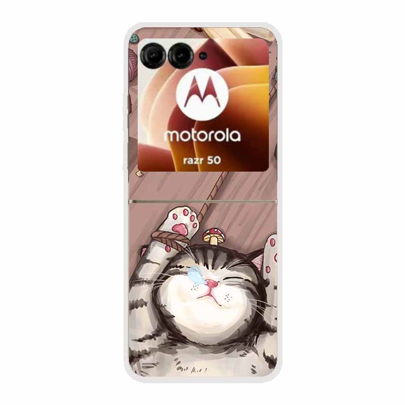 For Motorola Razr 50 Ultra Case Plastic Hard Painted Cartoon Transparent Back Cover Case for Motorola Razr 50 5G Hard PC Case 50