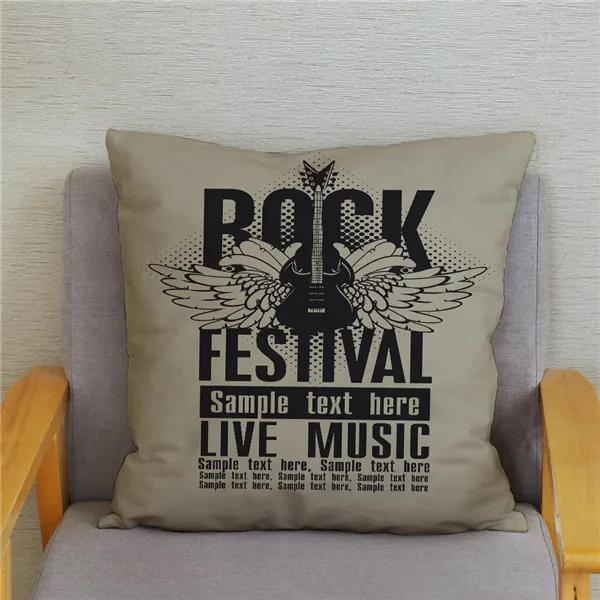 Home Decor Rock Music Print Pillowcases Bedroom Cushion Covers