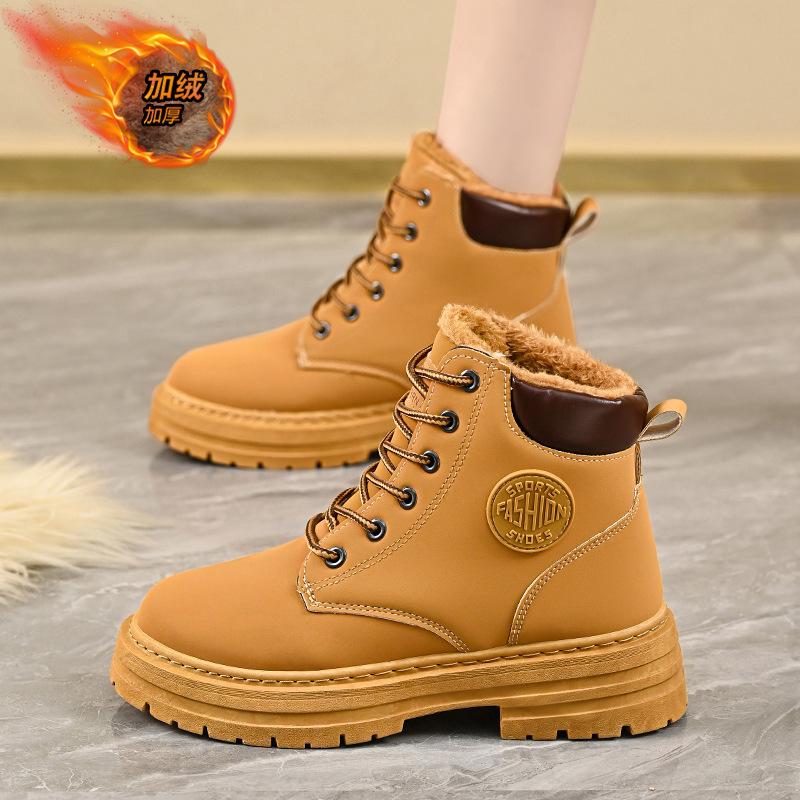 Short snow boots winter 22 new thick-soled fleece thickened warm cotton shoes 35