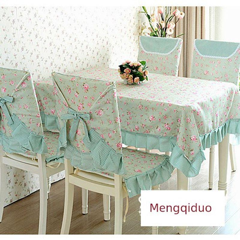 

European-Style Pastoral Tablecloth Fabric Dining Tablecloth Chair Cushion Dining Chair Cover Lace Tablecloth Chair Cushion Coffee Table Tablecloth Set Princess Sophie (Green) 60*60cm