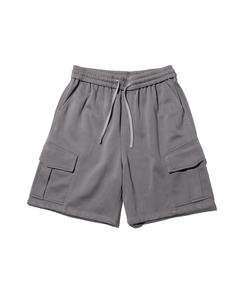 CREAM SODA LAB Pigment Cargo Bermuda Elastic Pants Grey
