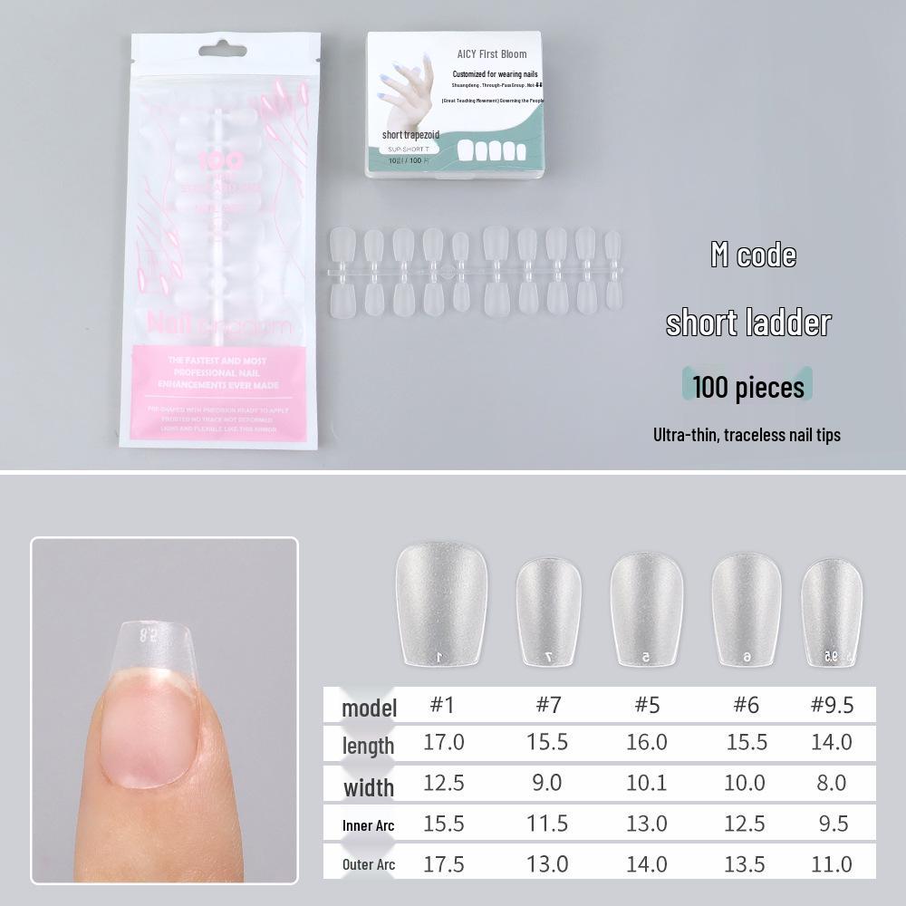 Pre-sized Frosted Ladder-Shaped Nail Tips - 100 Pcs, Thin & No Filing Needed