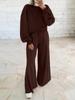 2026 Autumn/Winter Women's Drop Shoulder Bubble Sleeve Pullover & Drawstring Wide-Leg Pants Set
