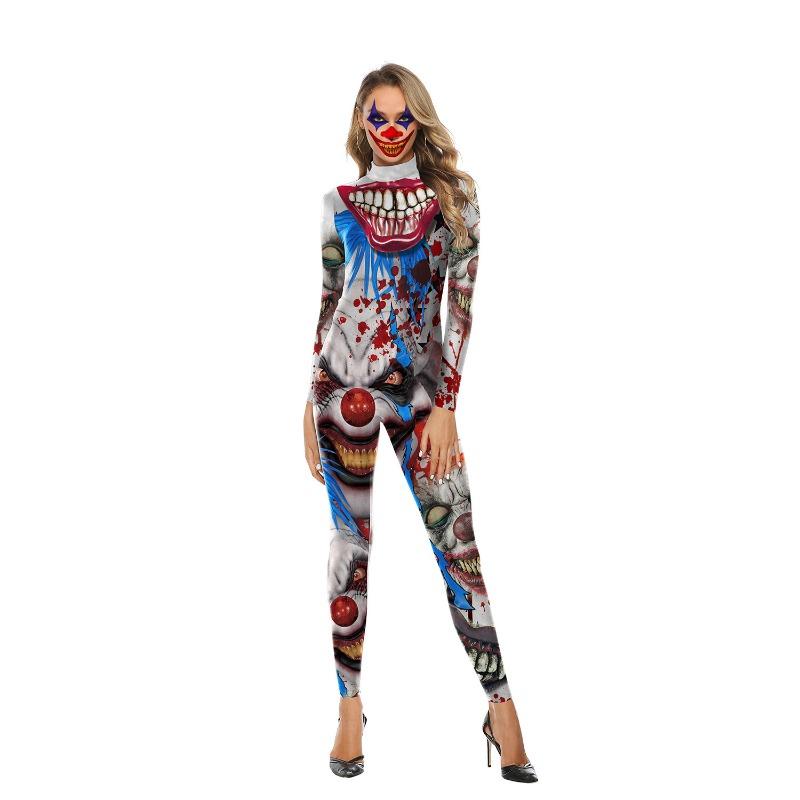 

New Halloween Costume Horror Mutant Clown Return Soul Printed One-Piece Halloween Night Parade Costume XL