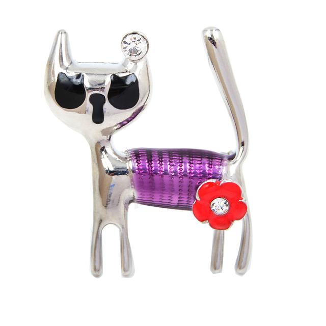 

Новое поступление, милая эмалированная брошь с изображением кота для женщин и мужчин, булавки с цветком и животным, дизайн, модные ювелирные изделия унисекс