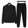Men's Plus Size Cotton Sportswear Set: Stand Collar Jacket & Crew Neck Sweatshirt, Two or Three Piece Casual Set