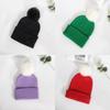 Soft Solid Color Plush Ball Knit Hat For Women Beanie For Casual Autumn Style