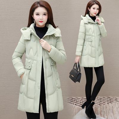 Light Medium and Long Down Cotton Clothes Women's Autumn and Winter Fashion Hooded Slim-fit Warm Cotton-padded Jacket