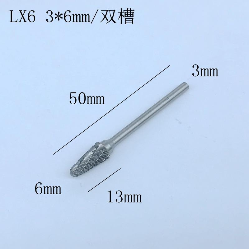 10ks/sada Ocelové rotační frézy Sada 3*6mm Stopka Dřevo DIY Elektrická brusná hlava Vrták
