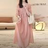 2025 summer new waist and thin temperament suit skirt high-end heavy industry hollow embroidery pink dress women