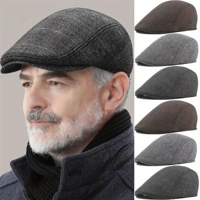 Fashion Berets Men Autumn Winter Wool Hat Herringbone Flat Cap Classical Artist Painter Hat Male Beret Caps