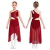 Girls Lyrical Dance Dress - Shiny Rhinestones One Shoulder Sleeveless Cutout with High-Low Flowy Mesh Skirt