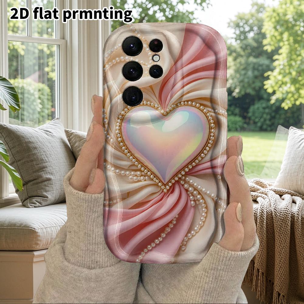 Phone Case: 2D Flat Samsung Galaxy A34 A35 M05 M06 S20 S22 S21 FE Plus 5G Protective Case, Couple Style, Iridescent Heart, Christmas and Halloween Gif