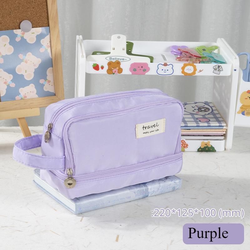 Fashion Storage Bag Large Capacity High Appearance Level Student Pen Bag Double-layer Simple Multi-functional Pencil Case Pencil Case
