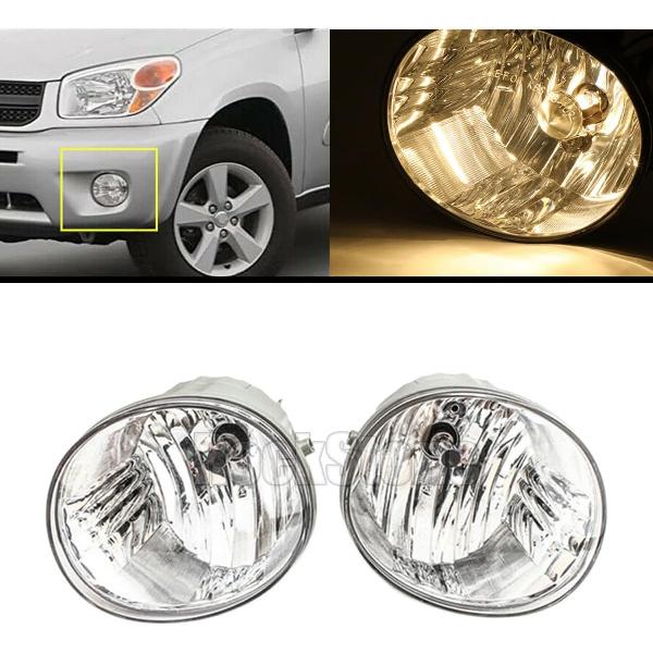 Pair of Front Fog Driving Lights with Halogen Bulbs for RAV4 Compact SUV 2004-2005 | Fits OE 81221-42061 81211-42061