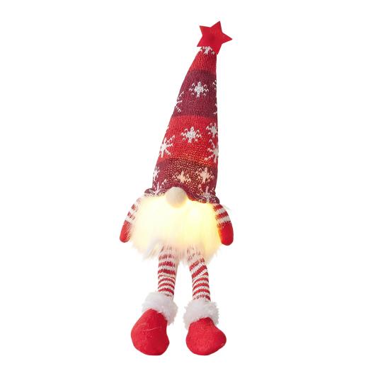 Lighted Christmas Gnome Decoration Mini Christmas Plush Gnome Figure Light Up Swedish Tomte Doll for Winter Tabletop Decor