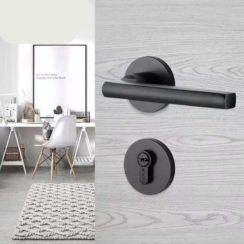 Split Silent Door Lock Door Hardware Black Space Aluminum Door Handle Interior / Bedroom Door Lock
