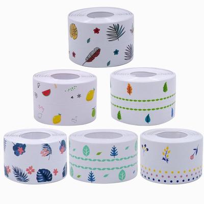 Self Adhesive Sink Corner Tape Seal Gap PVC Sealing Strip Fashion Printed Stickers Bathroom Toilet