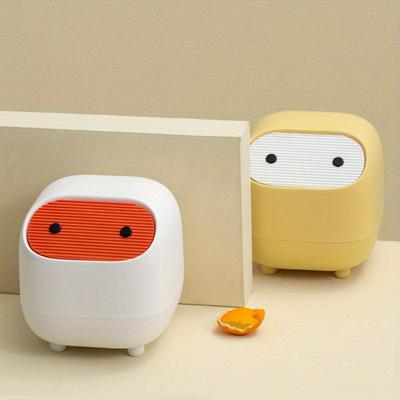 Ninja Mini Desktop Trash Can, Double Layer Press Type, Quiet Close Lid, Rectangle, Durable Plastic, Compact Household Garbage Bin with Lid