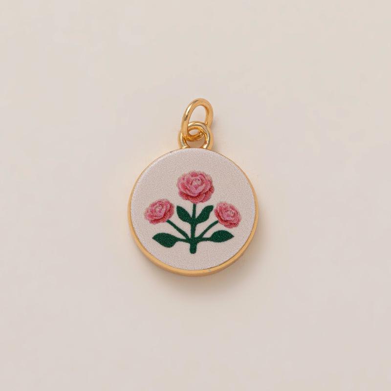 Simple And Versatile Color Blocking Butterfly Love Flower Diy Pendant Accessories Gold-Plated Color Preservation