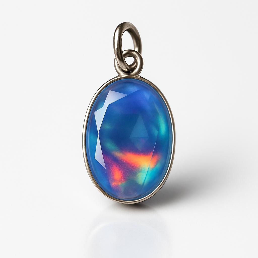 17,90 Karat Natürlicher Opal 925er Sterlingsilber Oval Geschliffener Edelstein Anhänger ZERTIFIZIERT