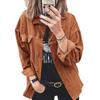New Women Corduroy Jacket Button Casual Coat Fall Winter