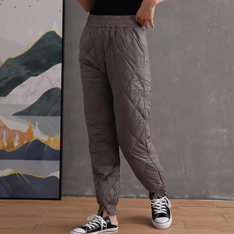 

Зимние теплые пуховые хлопковые брюки, женские свободные шаровары с высокой талией, однотонные утепленные повседневные брюки 2024 XL