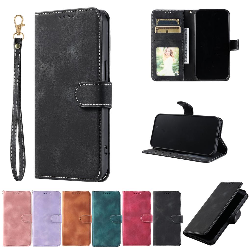Leather Flip Wallet Case For iPhone 16 Plus 15 14 13 12 11 Pro Max 16E Xs Xr 8 7 Card Stand Book Coque Phone Cover With Lanyard