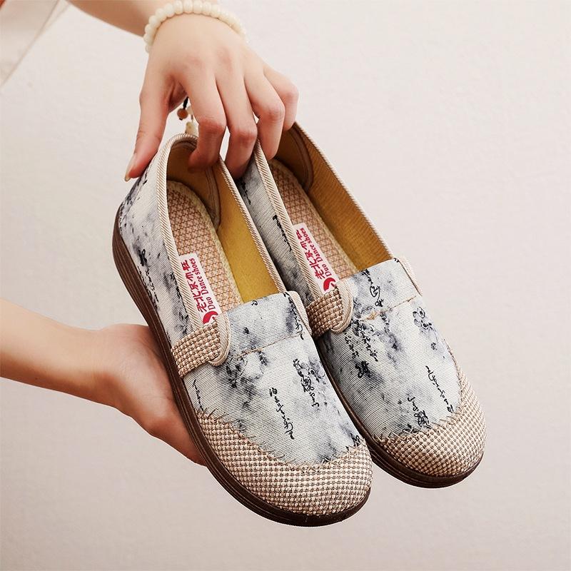 

Новая тканевая обувь, обувь для среднего возраста, нескользящая мягкая подошва, удобные одинарные туфли, льняные, на одной педали 41