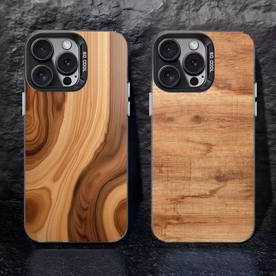 Natural Wood Phone Case For iPhone 17 16 15 14 13 12 11 Pro Max XS Max 7 8 Plus Shockproof Silicone Matte Cover