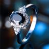 Cute Female Black Oval Zircon Stone Engagement Ring Trendy Silver Color Bride Wedding  Gift For Women